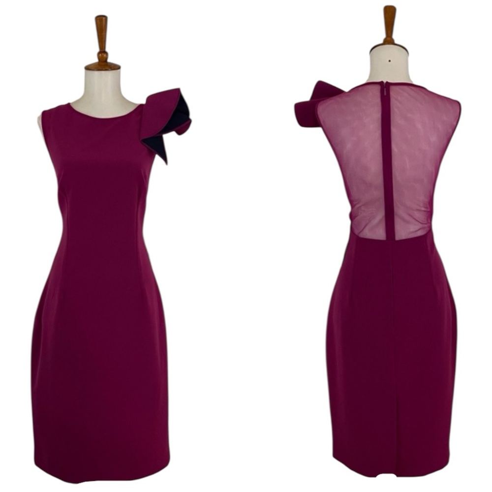 Nero Jatin Varma Dress Women’s 10 Orchid‎ Navy Sheath Sleeveless Crew Neck Chic